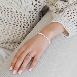 Bratara perle naturale albe si cerc argint cu pietre DiAmanti 232-55B-G (Argint 925‰ 0,9 g.)